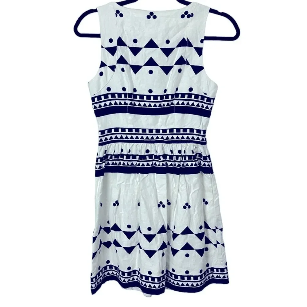 J.Crew Roller Girl Linen Sleeveless Dress Black and White Women’s size 0